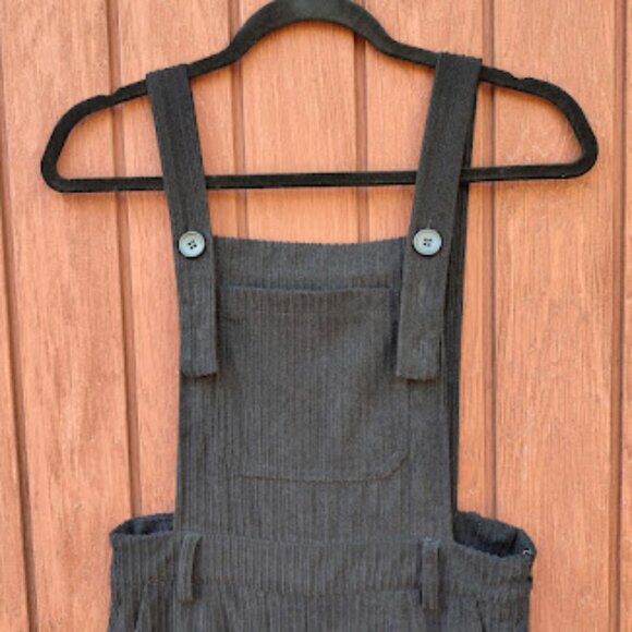 CIDER | NWT Black Wide Leg Corduroy Adjustable Button Straps Overalls Jumpsuit S - Picture 4 of 14